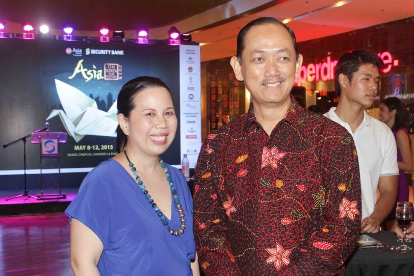 From left: Asia Society Philippines Executive Dir. Suyin Liu Lee and Emb. of Indonesia Social And Cultural Affairs Minister Counselor R. Toto Waspodo. ASIA ON SCREEN 2015 film fest will run at the Shang Cineplex, Shangri-La Plaza Mall from May 8-12, 2015. Photo by Jude Bautista