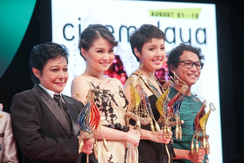 Cinemalaya awardees from left: Nora Aunor (Best Actress-HUSTISYA, Director’s Showcase), Barbie Forteza (Best Supporting Actress-MARIQUINA, New Breed), Cris Villonco (Best Supporting Actress-HARI NG TONDO, Director’s Showcase) and Nicco Manalo (Best Supporting Actor-THE JANITOR, Director’s Showcase) The Cinemalaya X Awards was held last August 10, 2014 at the CCP. Photo by Jude Bautista